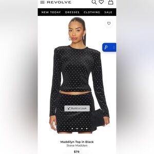 NWT Steve Madden Maddilyn Black Studded Velvet Top